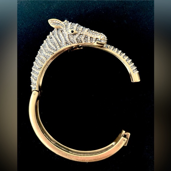 J. Crew zebra hinge bracelet. Burnished brass covered with pavé style “diamonds” - Picture 3 of 9